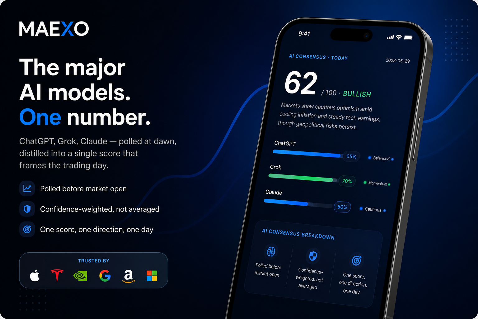 AI Consensus promotional visual for MAEXO