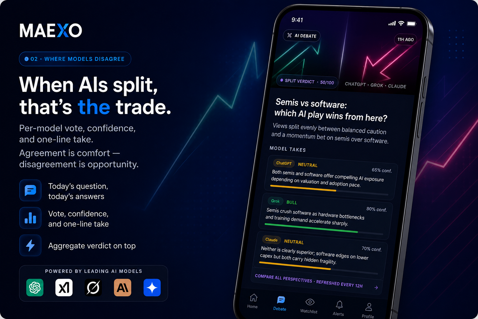 AI Debate promotional visual for MAEXO