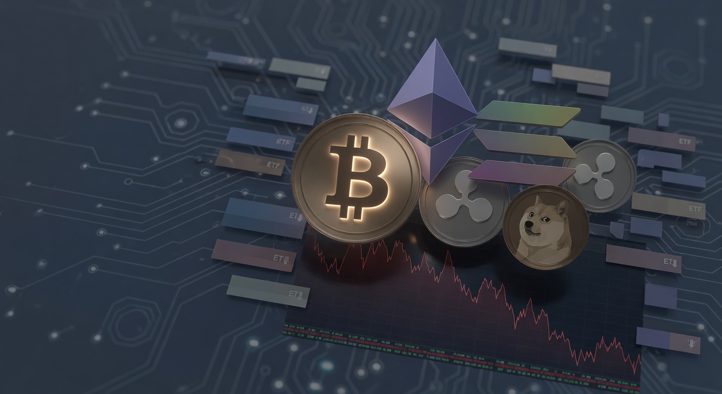 Bitcoin, Ether, XRP, Dogecoin Lag Nine-Week Stocks Rally as ETF Demand Cools